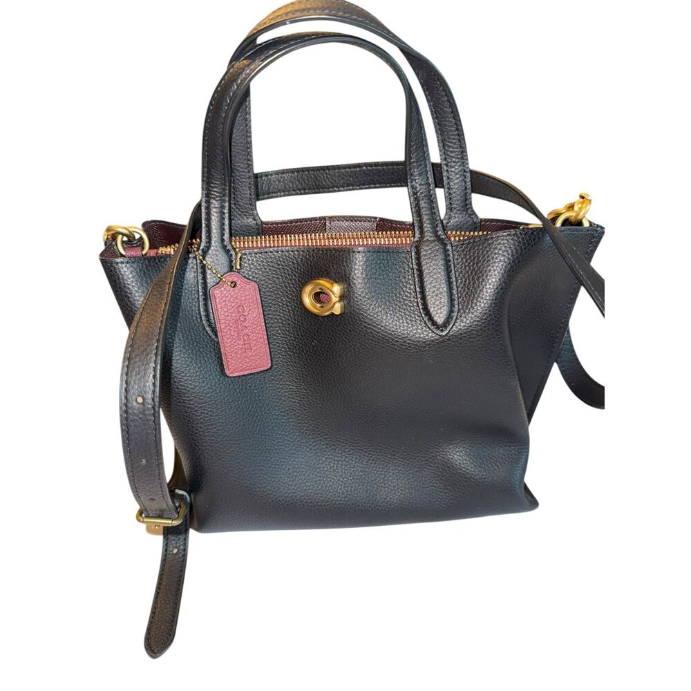 Coach Willow 24 Convertible Strap Cross Body Black Pebble Leather Hand Bag C8869
